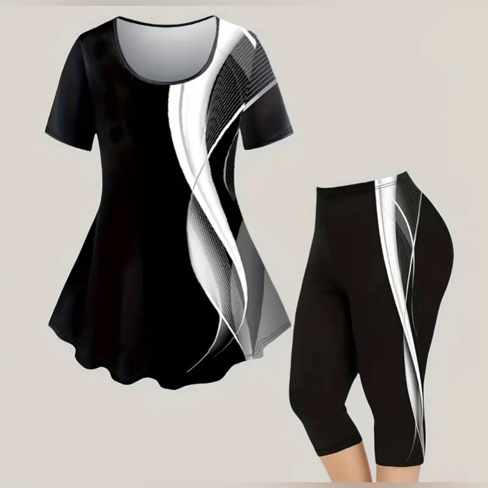 Plus Size Matching Top And Pant Set